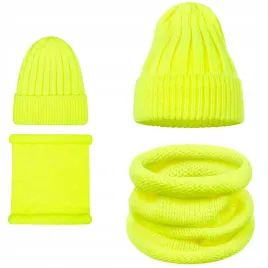 czapka-komin-tuba-zestaw-komplet-damski-10percent-welny-zielony-neon-neonowy