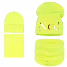 komplet-dzieciecy-czapka-komin-bawelniany-blyszczacy-napis-zolty-neon-48-52