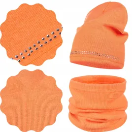 majka-komplet-jesienny-czapka-beanie-komin-40-46-dzety-pomaranczowy