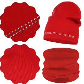 majka-komplet-jesienny-czapka-beanie-komin-40-46-dzety-czerwien-czerwony
