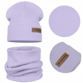 wiosenny-dzieciecy-komplet-czapka-komin-bawelna-podwojny-material-fiolet
