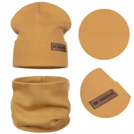 wiosenny-dzieciecy-komplet-czapka-komin-bawelna-podwojny-material-zolty
