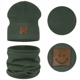 czapka-i-komin-dzieciecy-komplet-zestaw-dziecka-bawelna-95percent-48-52-khaki