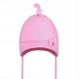 czapka-niemowleca-dziecieca-wiazana-z-kokardka-bawelniana-rozowa-roz-40