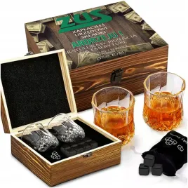 pudelko-zestaw-kamieni-do-whisky-2-szklanki-prezent-emeryta-emerytura-zus