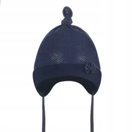 czapka-niemowleca-dziecieca-wiazana-z-kokardka-bawelniana-granatowa-roz-38
