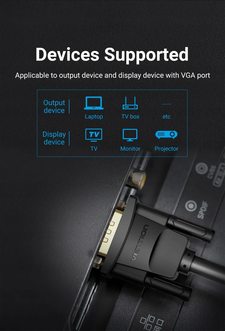 kabel-1m-vga-3-6-vention-stan-nowy