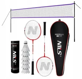 nils-zestaw-2-rakiety-6-lotek-z-pior-siatka-do-badmintona-w-pokrowcu