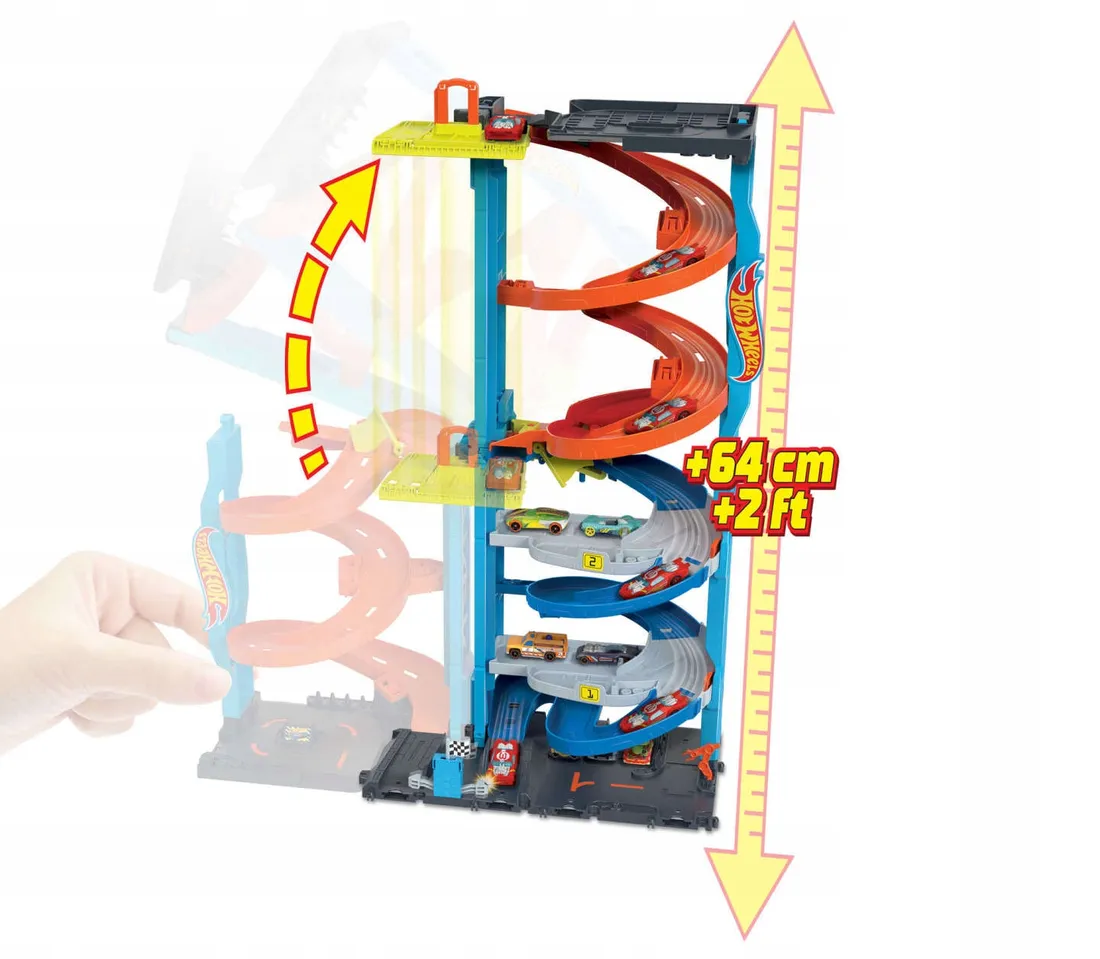 HOT WHEELS TOR SAMOCHODOWY WYŚCIGOWA WIEŻA 2W1 TRANSFORMACJA