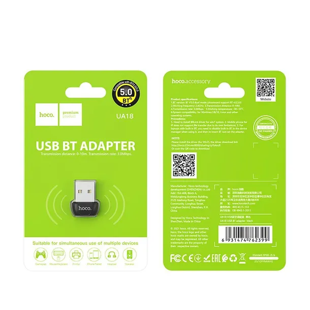 hoco-adapter-usb-a-bluetooth-ua18-czarny-stan-nowy