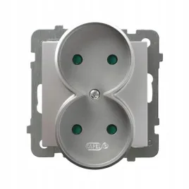 ospel-as-srebrny-gniazdo-podwojne-do-ramki-z-przeslonami-gp-2grp-m-18