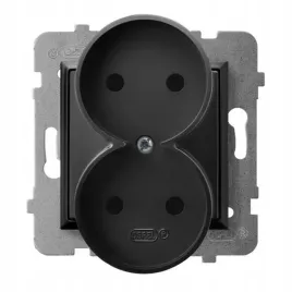 ospel-aria-czarny-gniazdo-podwojne-do-ramki-gp-2ur-m-33