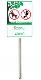 trzonek-tabliczka-z-trzonkiem-szanuj-zielen-dwa-zakazy