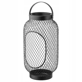 ikea-toppig-lampion-czarny-36-cm-siatkowy-metalowy-latarenka-swiecznik