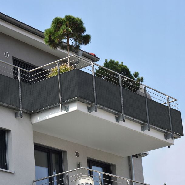 ﻿OSŁONA NA BALKON PŁOT BALUSTRADĘ MATA PVC BAMBUS 90x300 GRAFIT