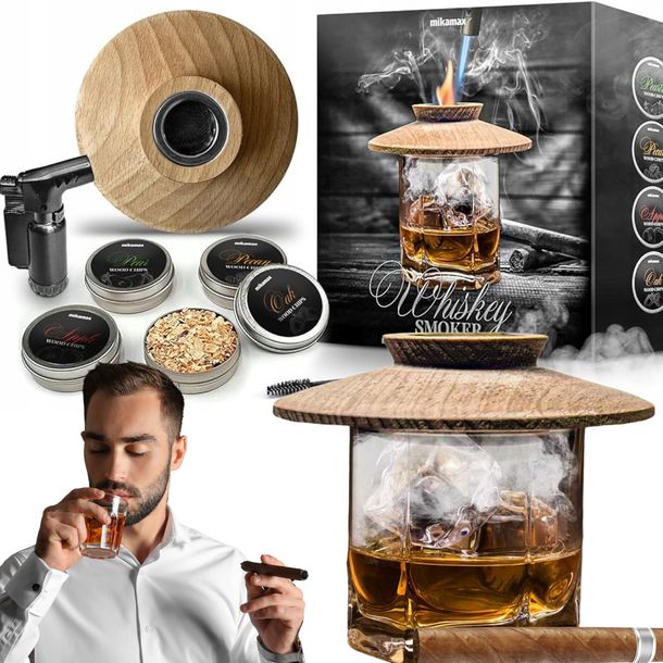 Фото - Чарка / стопка Mikamax ﻿Zestaw do Wędzenia Whisky Smoker Zestaw Prezentowy Dla Mężczyzny na Święta 