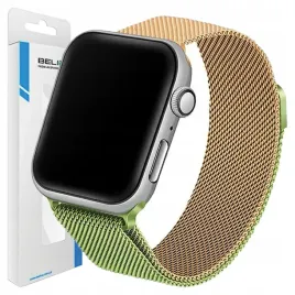 beline-pasek-do-apple-watch-38-40-41mm-stalowy-zielony-zloty-uniwersalny