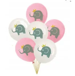 balony-na-urodziny-baby-shower-bialo-rozowe-sloniki-30cm-6-sztuk