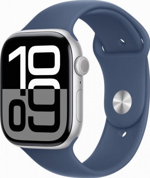 Apple Watch Series 10 GPS 42mm Silver Aluminium Denim Sport Band - S/M