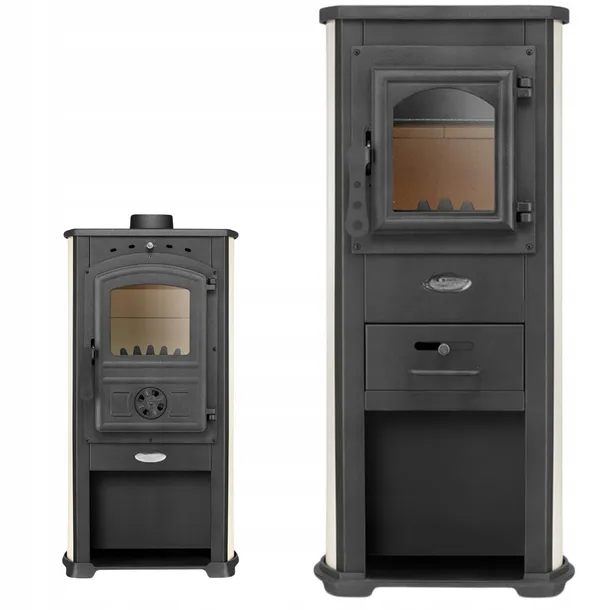 Piec Kominek Stalowy Koza Piecyk Żar / Modena Beżowy Mocny