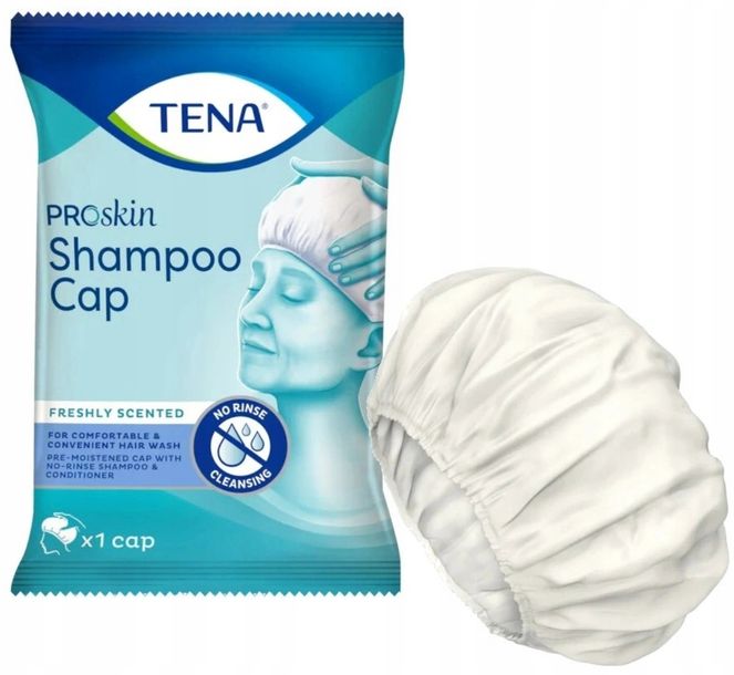 ﻿TENA Shampoo Cap czepek do mycia włosów z szamponem i odżywką 1 sztuka