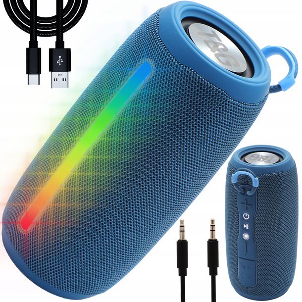 ﻿GŁOŚNIK BEZPRZEWODOWY BLUETOOTH PRZENOŚNY RADIO FM AUX KARTA SD LED RGB
