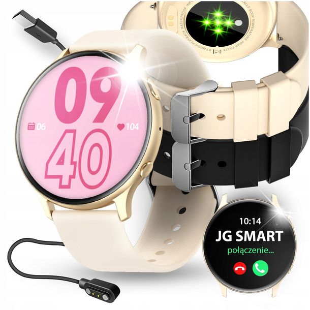 ﻿SMARTWATCH ZEGAREK DAMSKI MENU PL ROZMOWY POWIADOMIENIA SMART WATCH ZŁOTY