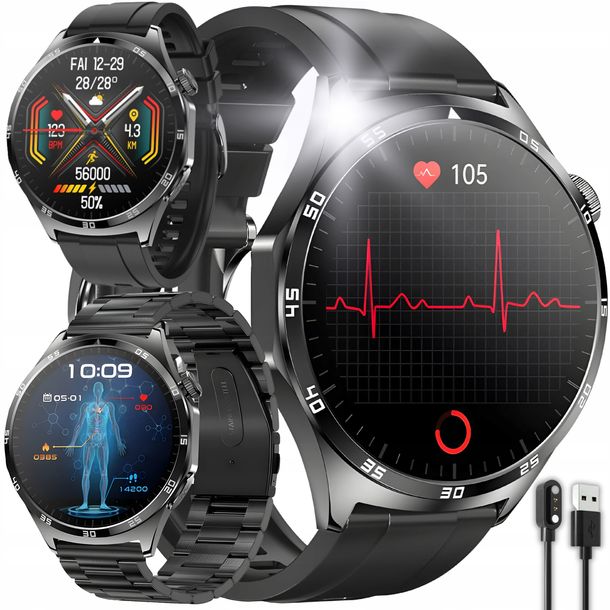 SMARTWATCH KARDIOWATCH DLA SENIORA Z FUNKCJĄ CUKRU EKG HRV ROZMOWY MENU PL