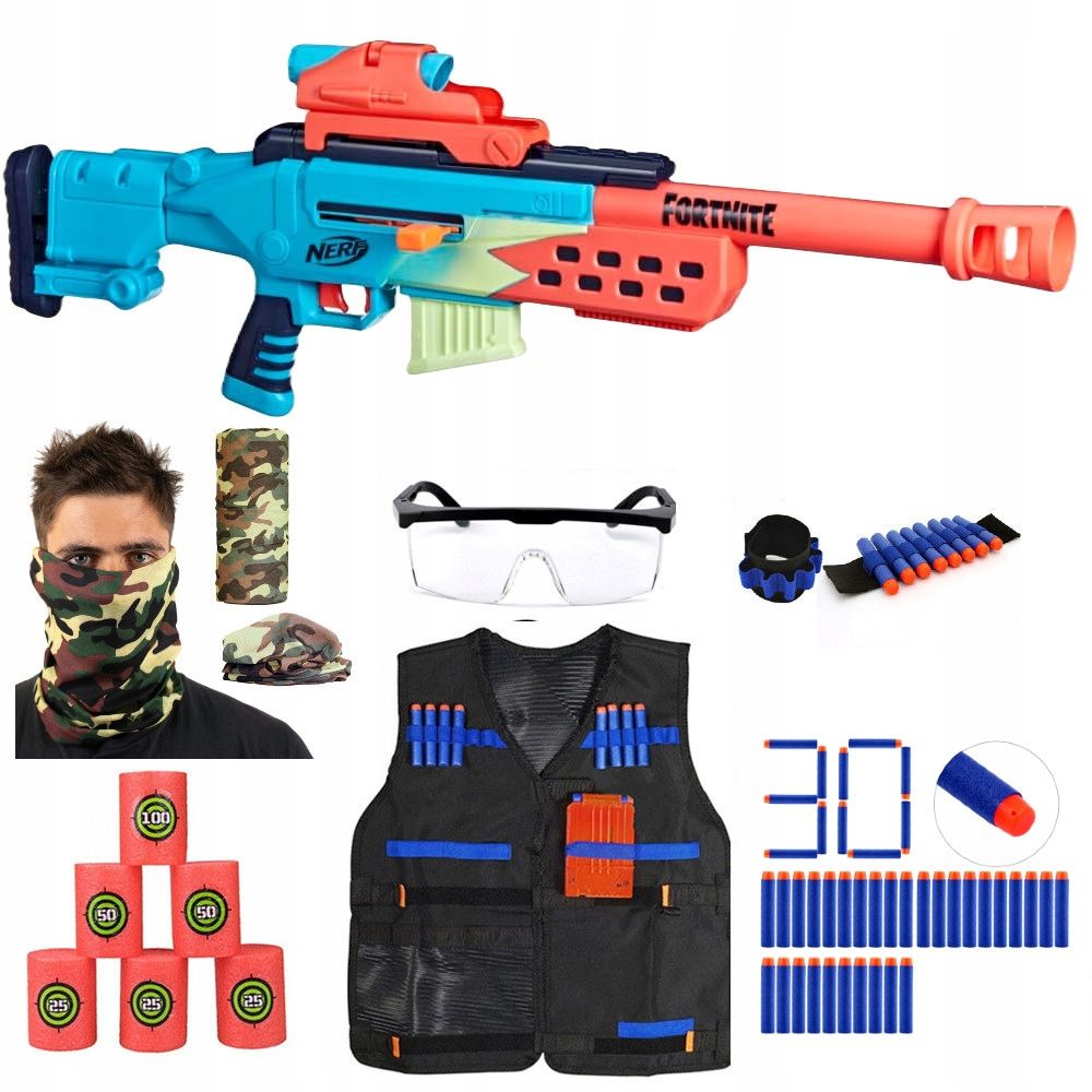 NERF ZESTAW FORTNITE STORM SCOUT SNAJPERKA F8346 + MEGA