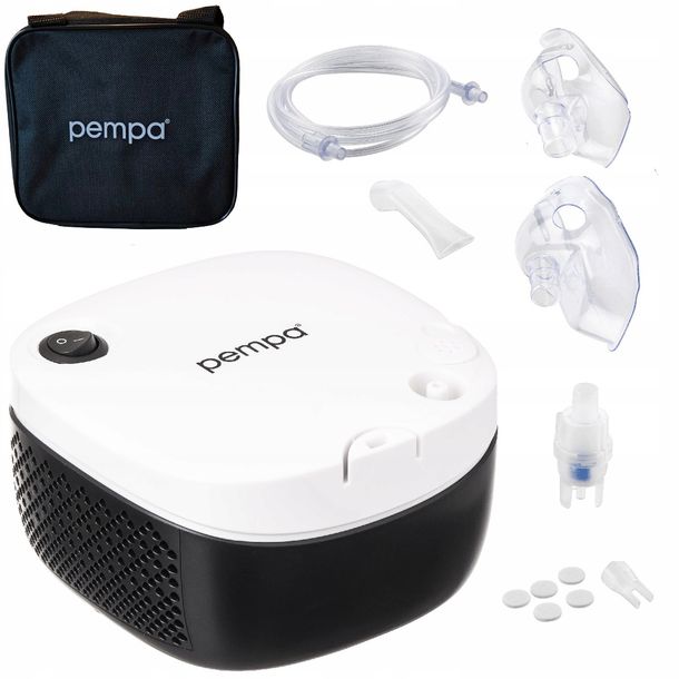 ﻿INHALATOR NEBULIZATOR DLA DZIECI I DOROSŁYCH TŁOKOWY neb 100 + ETUI 2 MASKI