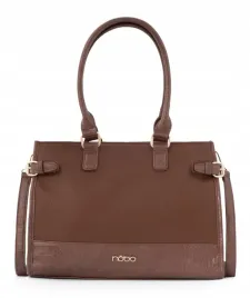 nobo-efektowny-brazowy-shopper-dlugi-pasek-logo