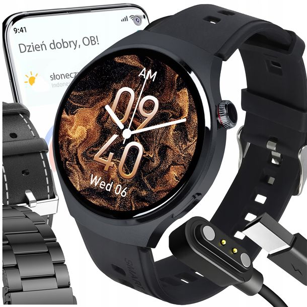 ﻿SMARTWATCH ZEGAREK WATCH MĘSKI MENU POLSKIE ROZMOWY SMART CZARNY SPORT