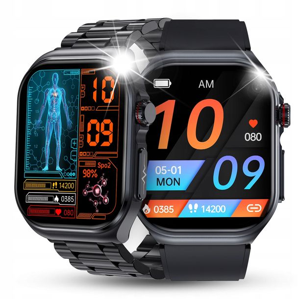 ﻿SMARTWATCH MĘSKI ZEGAREK EKG FUNKCJA POMIARU CUKRU AMOLED CIŚNIENIE ROZMOWY