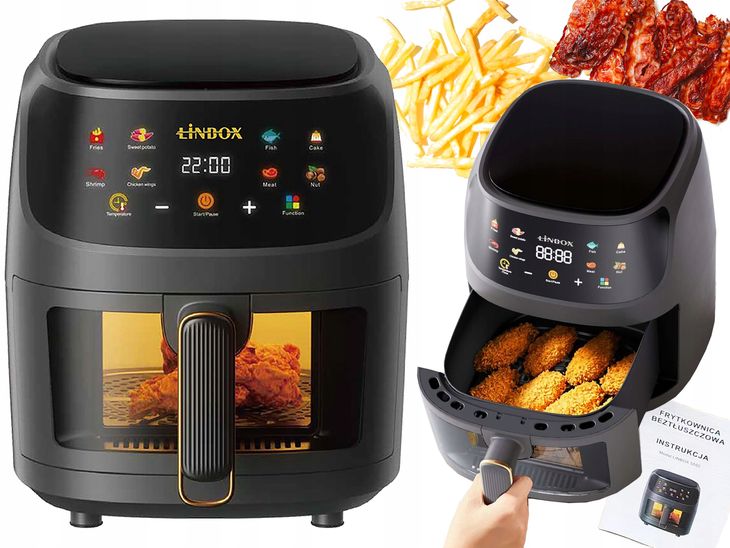 FRYTKOWNICA BEZTŁUSZCZOWA AIR FRYER LINBOX CZARNA