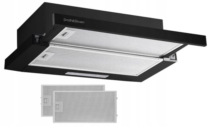 OKAP KUCHENNY PODSZAFKOWY 60 CM CZARNY LED FILTR