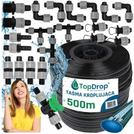 tasma-kroplujaca-do-nawadniania-kropelkowego-waz-linia-500m-zlaczki-22szt