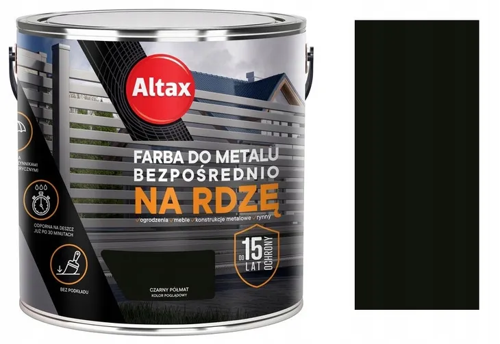 Altax Farba do metalu czarny półmat 2,5 l