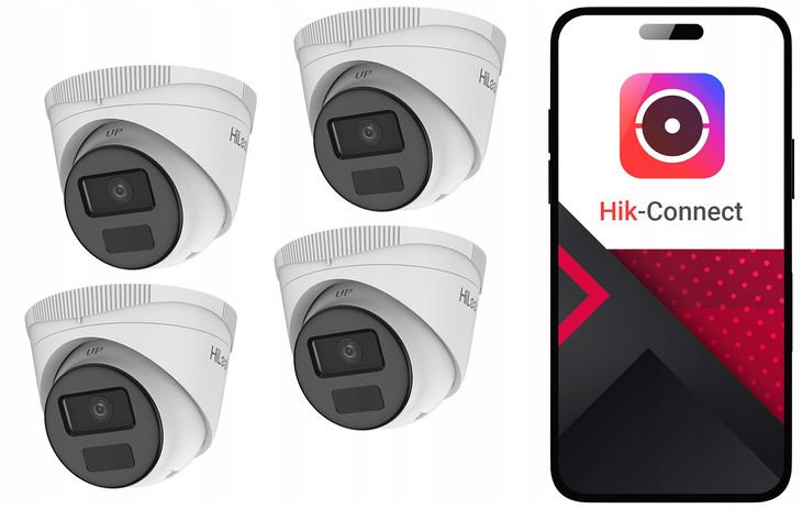 Monitoring Kamera IP 4MPx IPCAM-T4-P Aplikacja HiLook by Hikvision - 4 szt