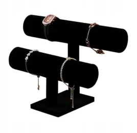 stojak-walek-podwojny-na-bransoletki-zegarki-czarny-zamsz