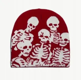 czapka-beanie-szkielety-skeletons-kosciotrupy-y2k-streetwear-czerwona