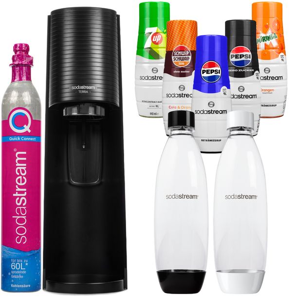 Saturator SodaStream Terra Black jedna butelka + Butelka Sodastream Pet Bia