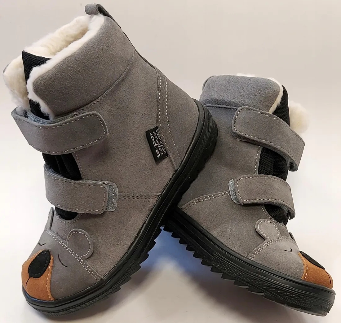 BUTY ZIMOWE KOZAKI MIŚ OCIEPLANE MIDO NOSTER SZARY WEŁNA R 33 W 21