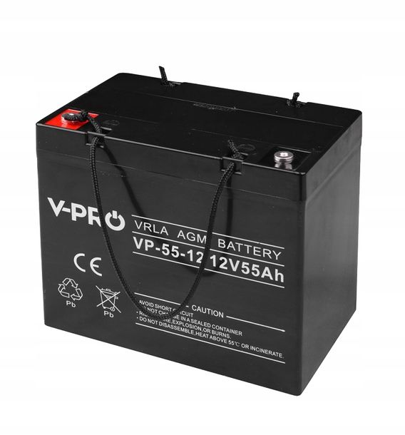 ﻿AKUMULATOR BEZOBSŁUGOWY AGM VPRO 12V 55Ah UPS PIEC CO