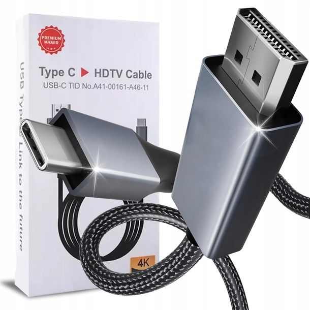 ﻿KABEL PRZEWÓD ADAPTER PRZEJŚCIÓWKA USB-C 3.1 TYP C DO HDMI 4K MHL 200cm