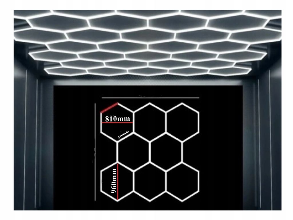 LED GLOSER HEXAGON LIGHT Do Warsztat Garażu Detailing Studio