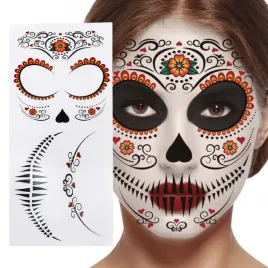 tatuaz-sztuczny-na-twarz-catrina-muertos-charakteryzacja-na-halloween