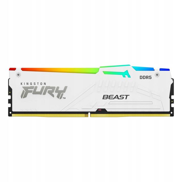 ﻿Pamięć RAM DDR5 Kingston FURY Beast RGB 16GB 6400MHz CL32 1,4V White XMP