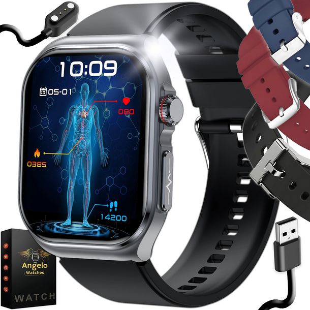 ﻿SMARTWATCH ZEGAREK MĘSKI POMIAR CUKRU GLUKOZA EKG CIŚNIENIOMIERZ AMOLED PL