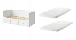 ikea-hemnes-lozko-rozkladane-biale-2-materace-afjall