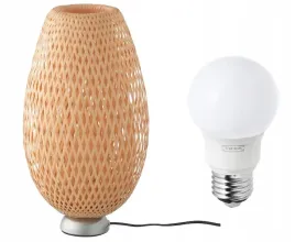 ikea-boja-lampa-stolowa-zarowka-niklowano-bambus